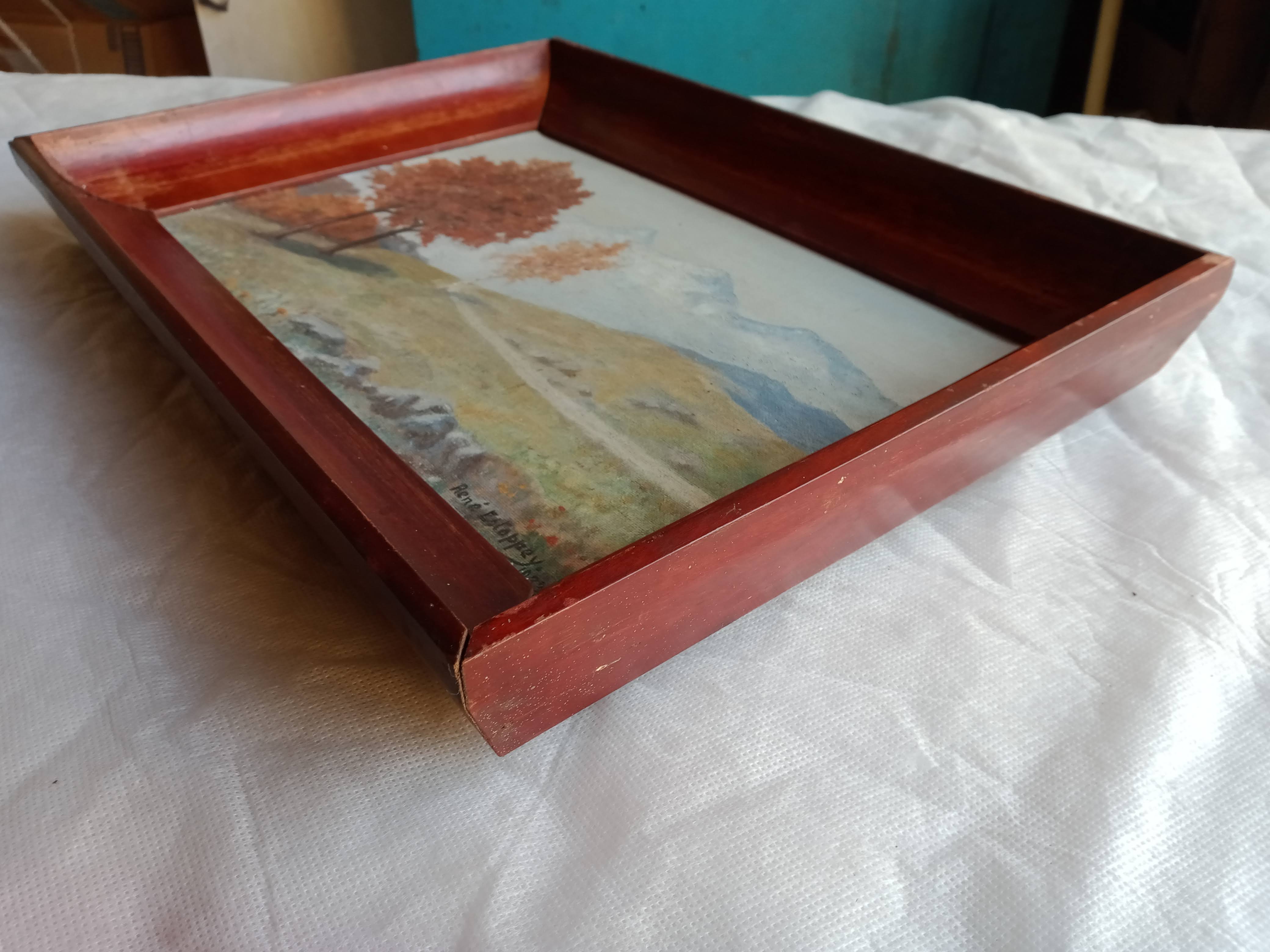 oil on canvas painting dated mountain landscape signed