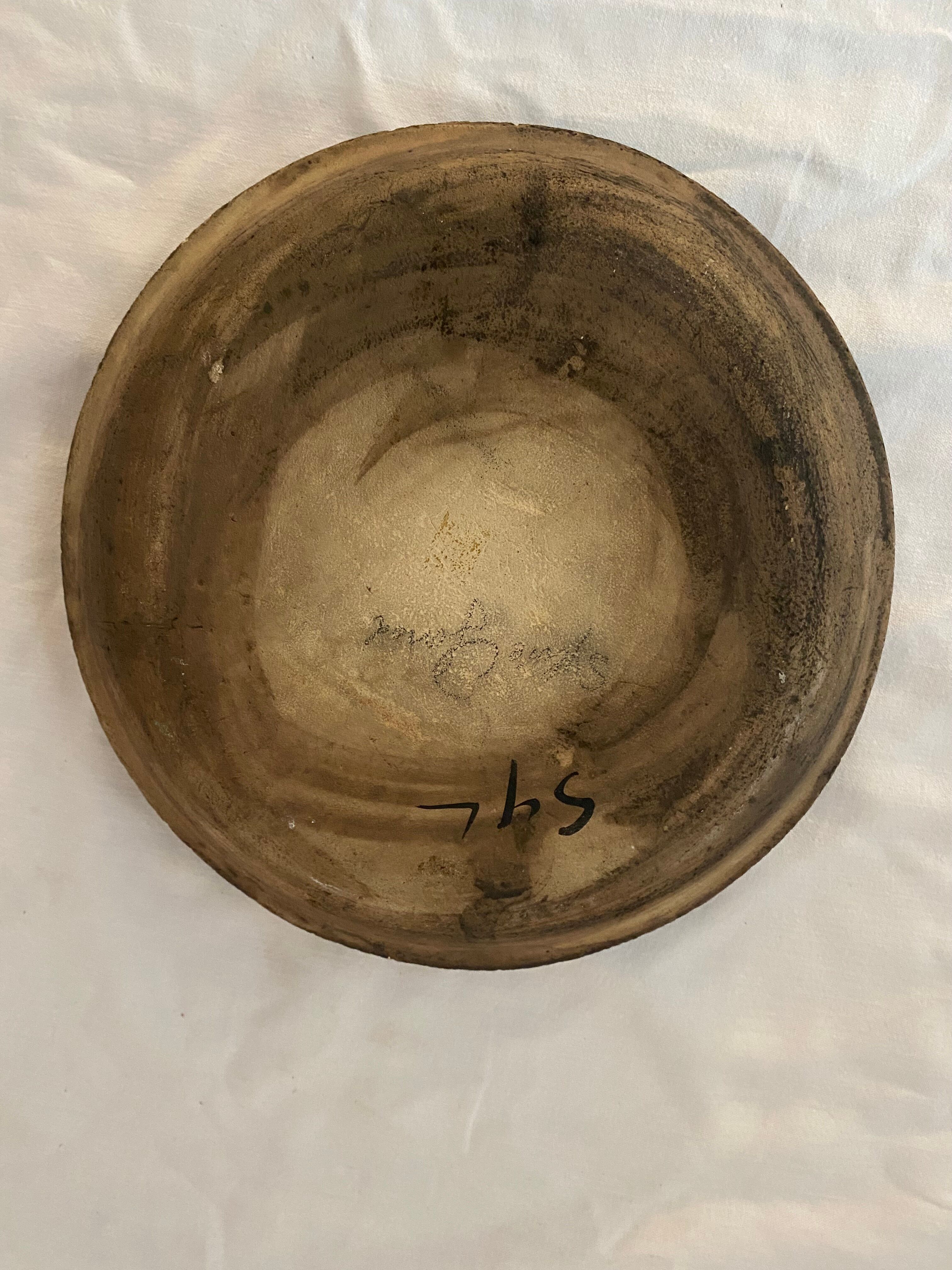 Blue and grey ceramic pottery dish