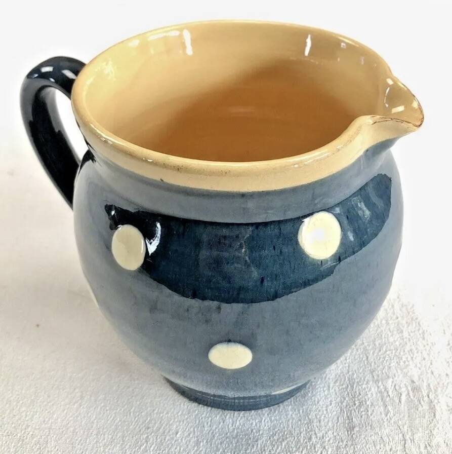 Blue Savoyard pitcher with polka dots