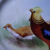 Antique large oval Limoges porcelain dish with painted pheasant decoration.