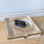 Lucite and brass catchall attributed to Claude Malle/Maison Roméo.