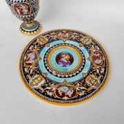 Ewer and its basin, in Gien earthenware, Renaissance model, 20th century.