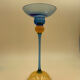 Yellow and blue glass candle holder