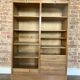 Double curtain filing cabinet in oak — on legs