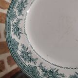 Terre de Fer flat plates from Onnaing earthenware model "Roses Mousses" late 19th century