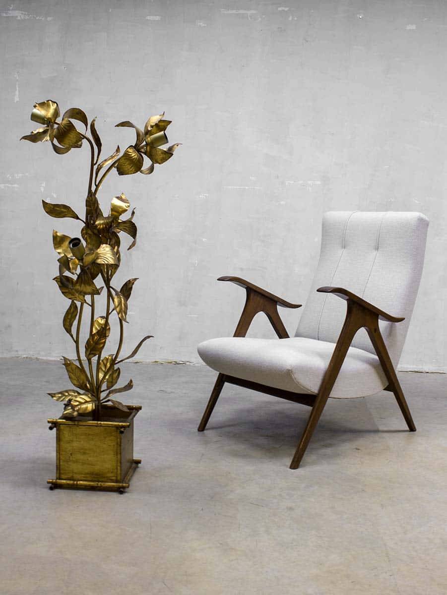 Midcentury modern brass flower floor lamp Hans Kögl
