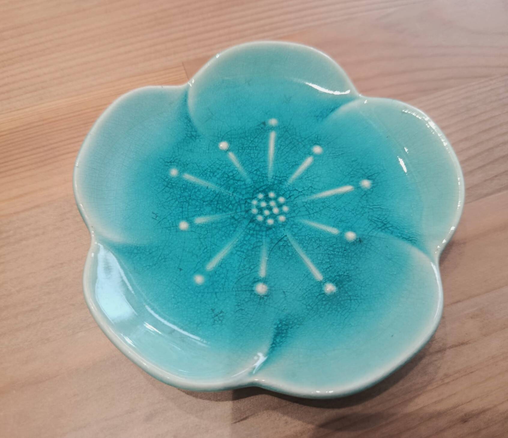 Pair of vintage turquoise flower bowls LBMDJ – 60s/70s