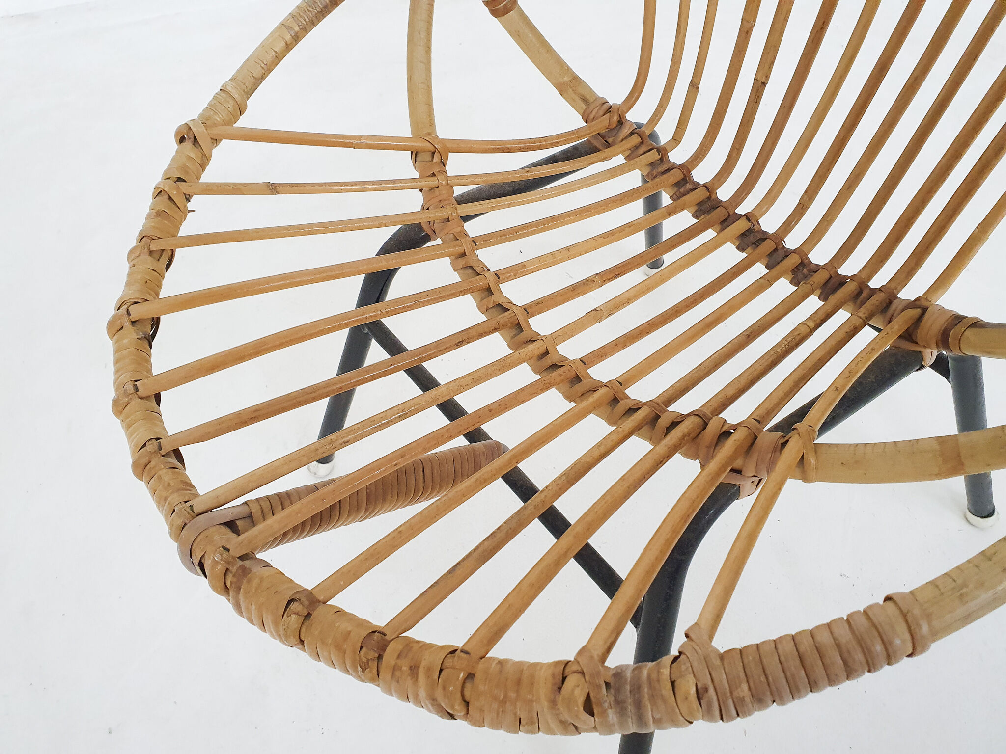 Rohe Noordwolde rattan and metal lounge chair, The Netherlands 1950's