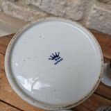 Old coffee service with 6 mazagrans and coffee pot with blue floral decoration