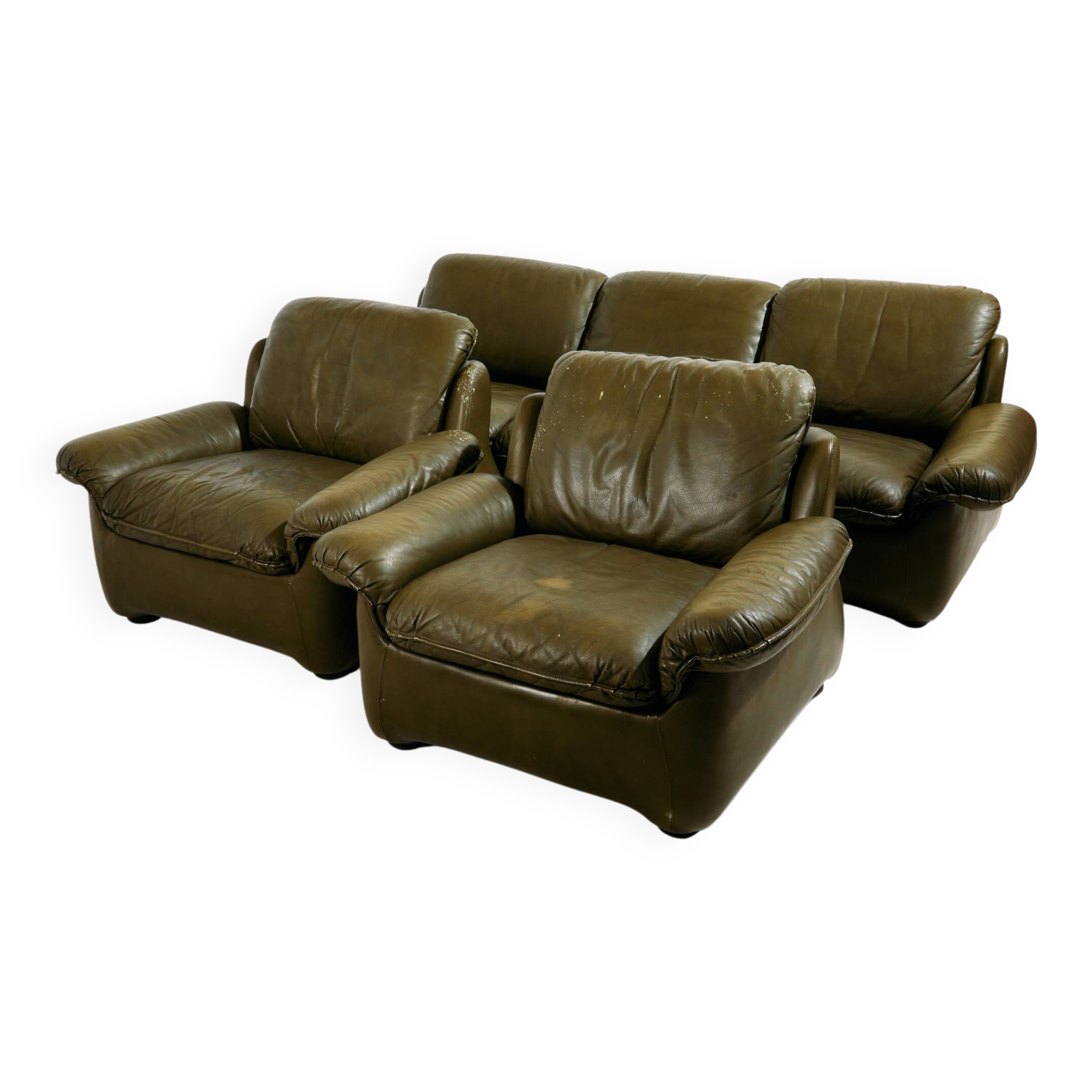 Leather sofa set, 3-piece set