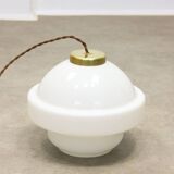 Mid-Century Italian Opaline and Brass Pendant Lamp