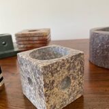 Set of 6 vintage marble and stone candlesticks