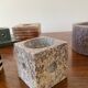 Set of 6 vintage marble and stone candlesticks
