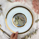 Decorative round porcelain dish "the art of chokin" made in japan