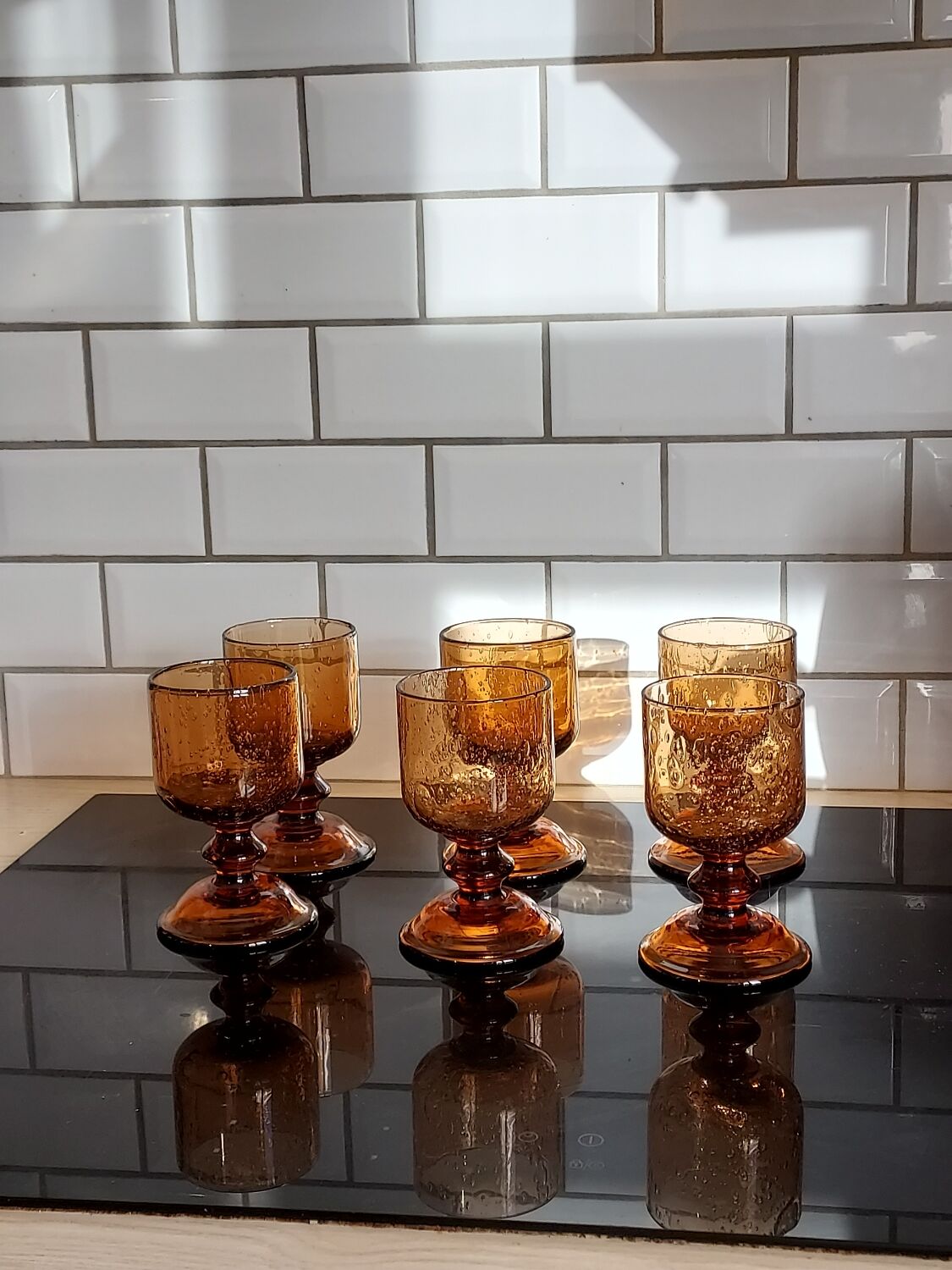 6 glasses with Biot stemmed