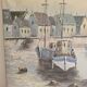 Oil on canvas - Marine, fishing port in a village signed Billings