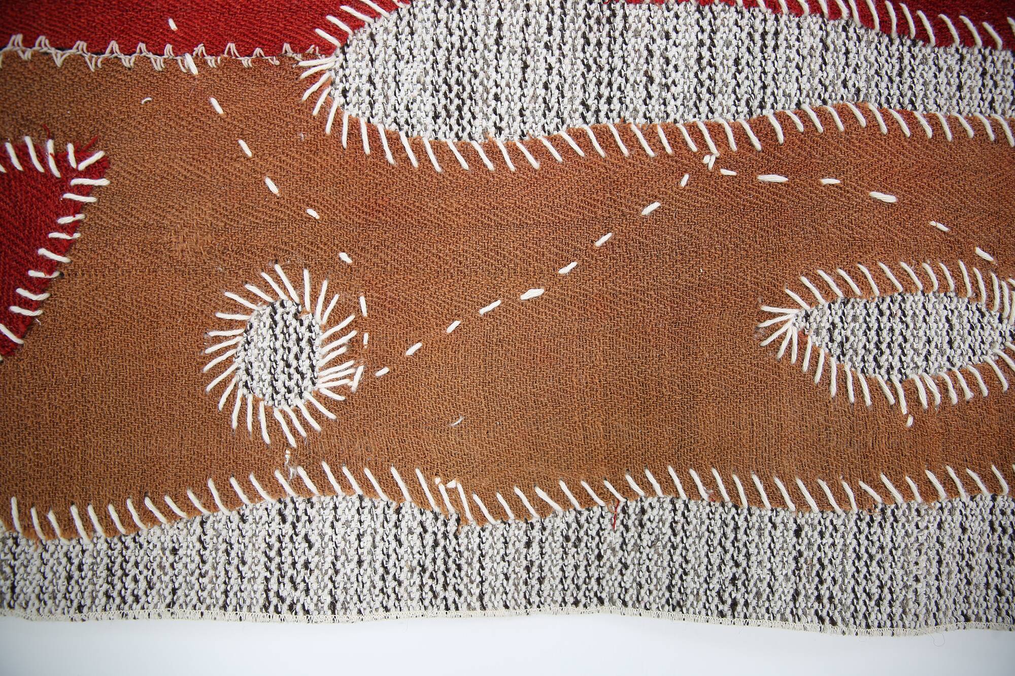Burgundy Textile Wall Hanging, Handmade Tapestry Rug