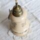 Vintage beige earthenware oil lamp base - Brown floral pattern - Col