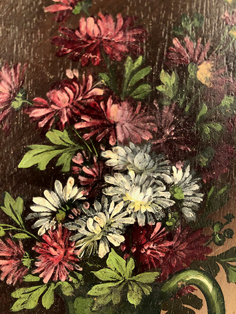 Pair of miniatures, oils on panel, bouquets of flowers