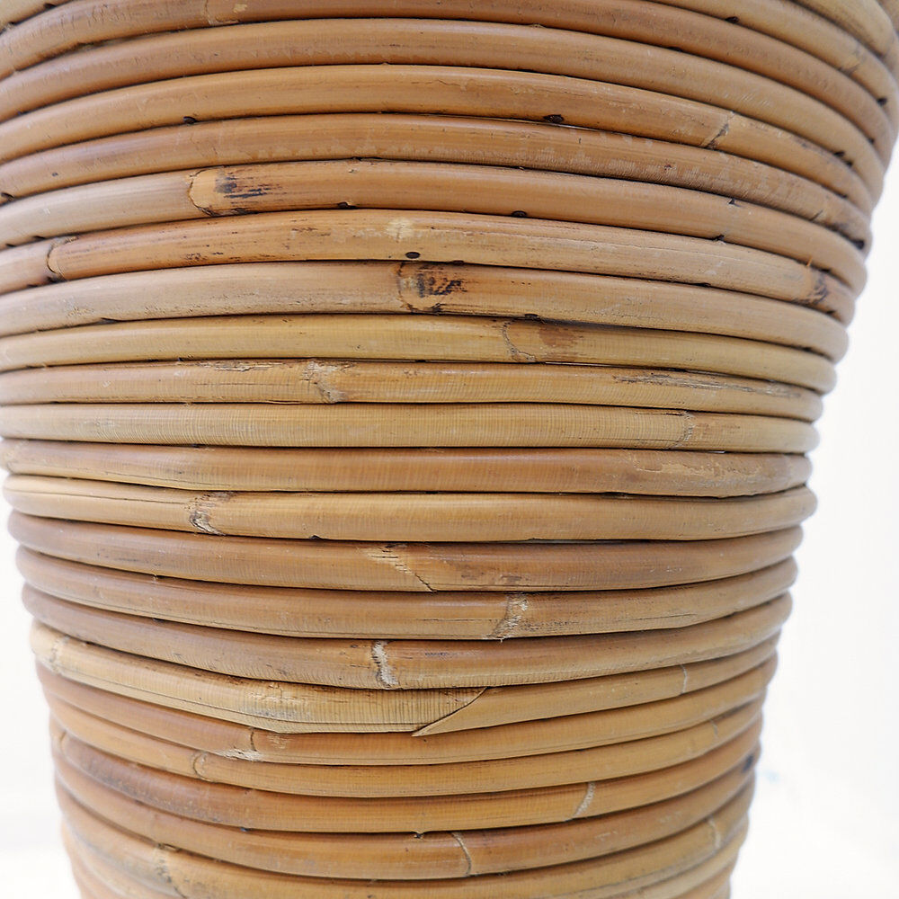 Vintage boho rattan sun vase in the style of Gabriella Crespi - H:70cm