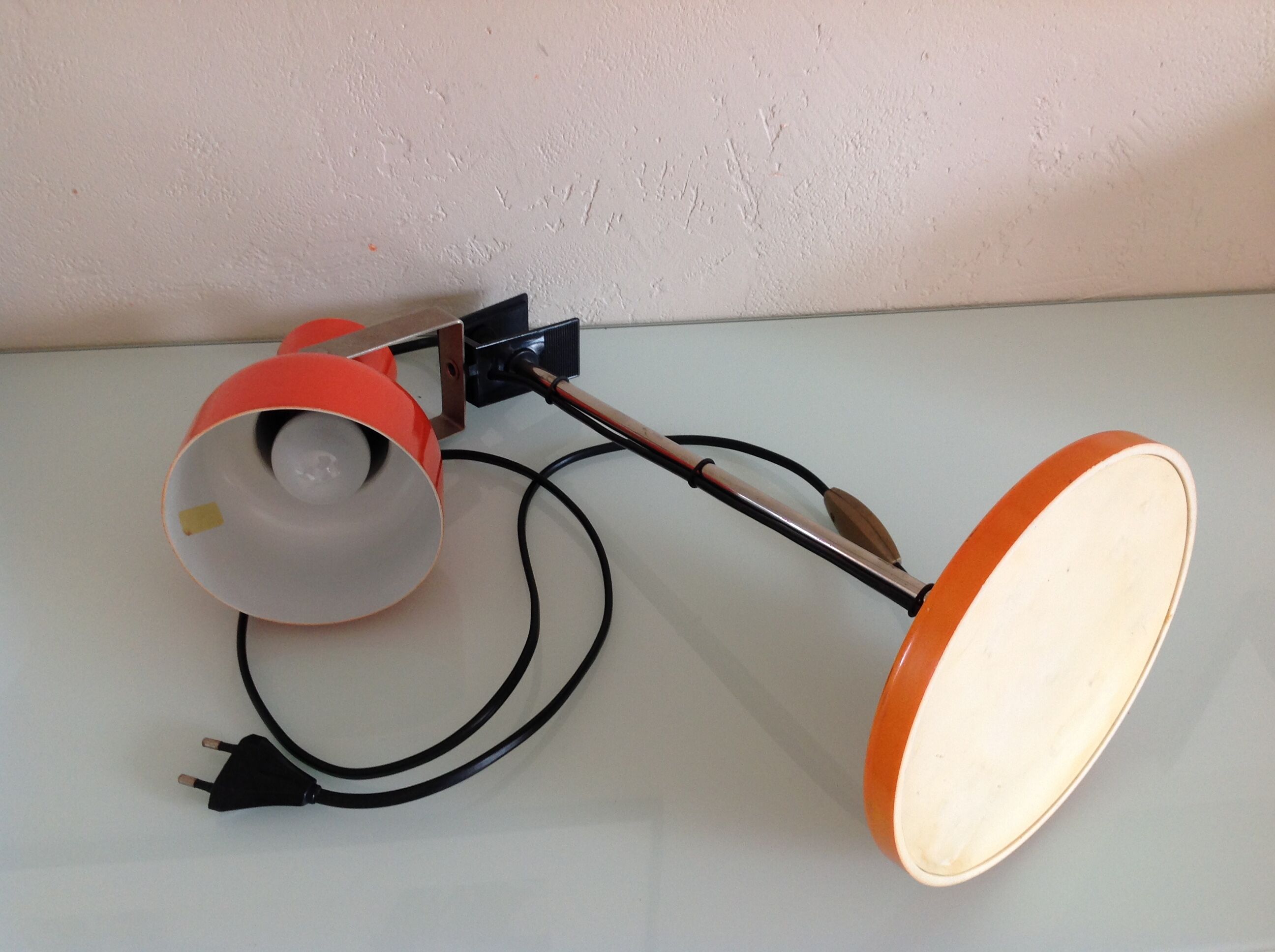 Sliding desk lamp orange vintage 70s