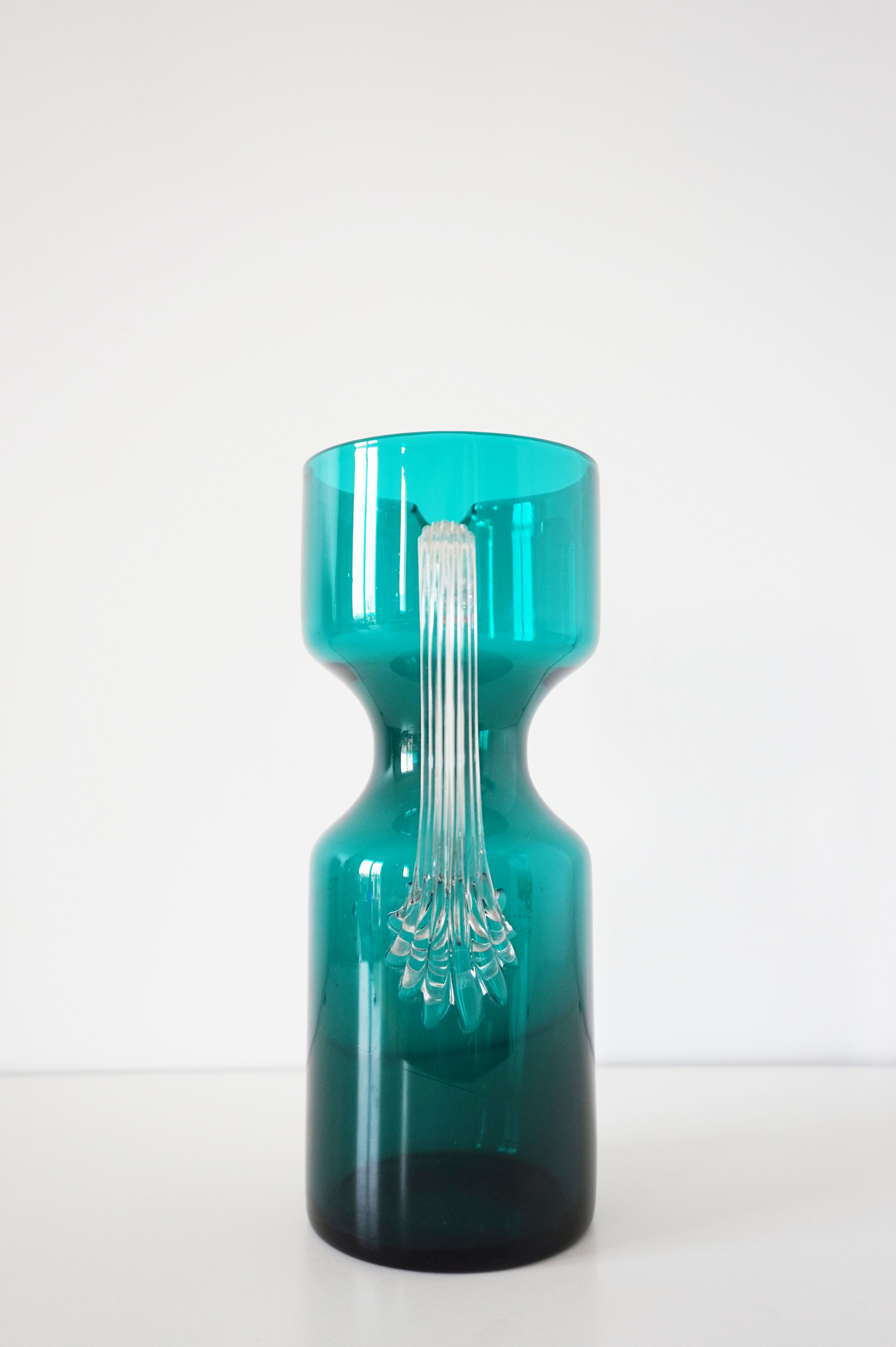 Vintage blue blown glass carafe