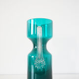 Vintage blue blown glass carafe