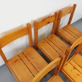 Set of 6 vintage Les Arcs chairs in pine from the 60s 70s