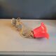 Tulip wall light in brass and red glass