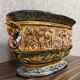 Large planter in colored slip with antique decoration
