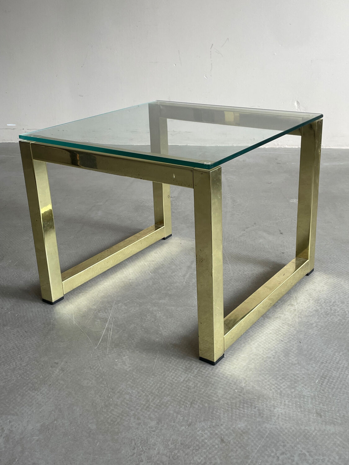 Coffee Table in Gold Brass Glass