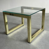 Table basse en verre laiton doré