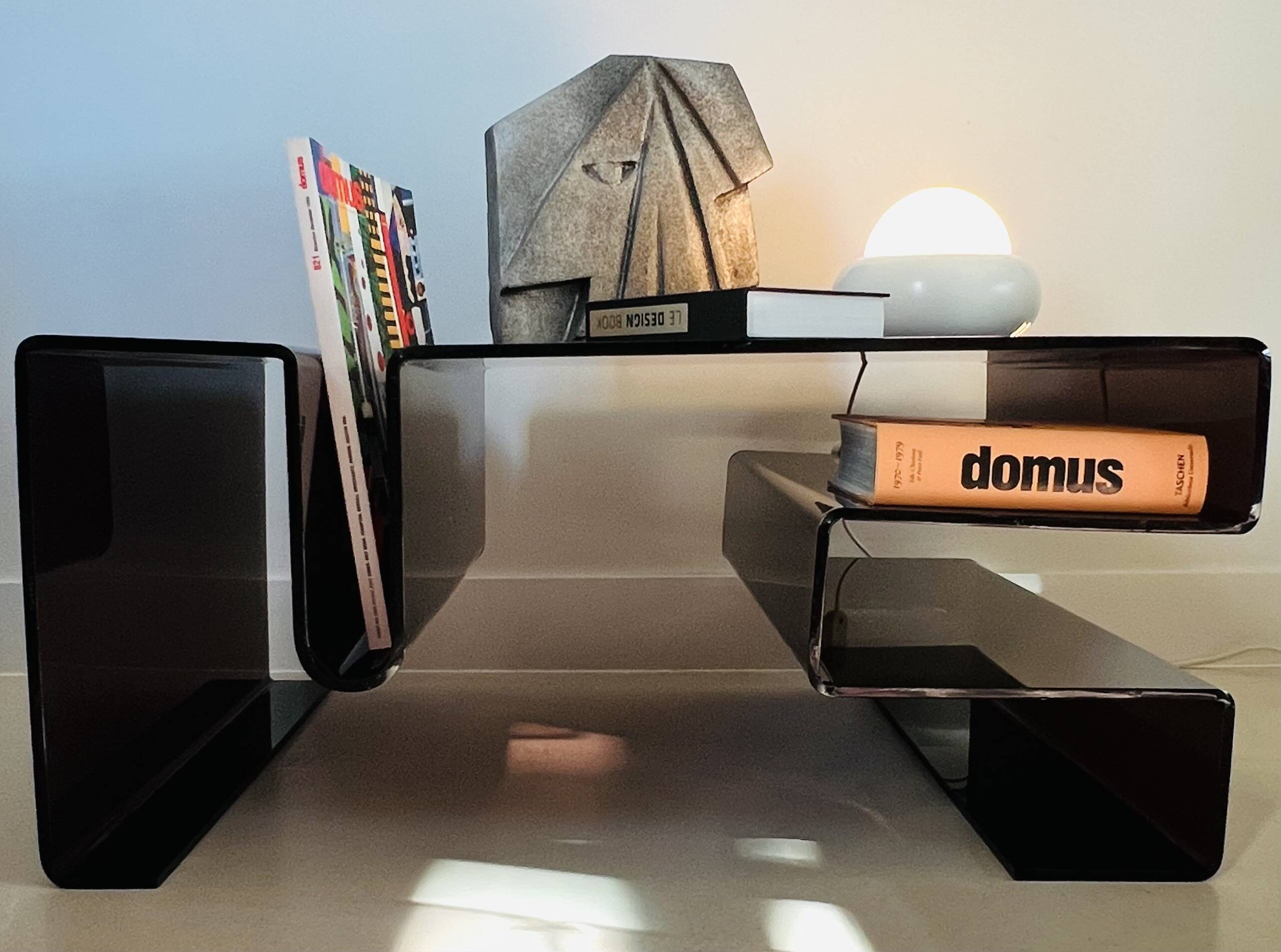 Large coffee table in smoked acrylic glass, France, 1970s