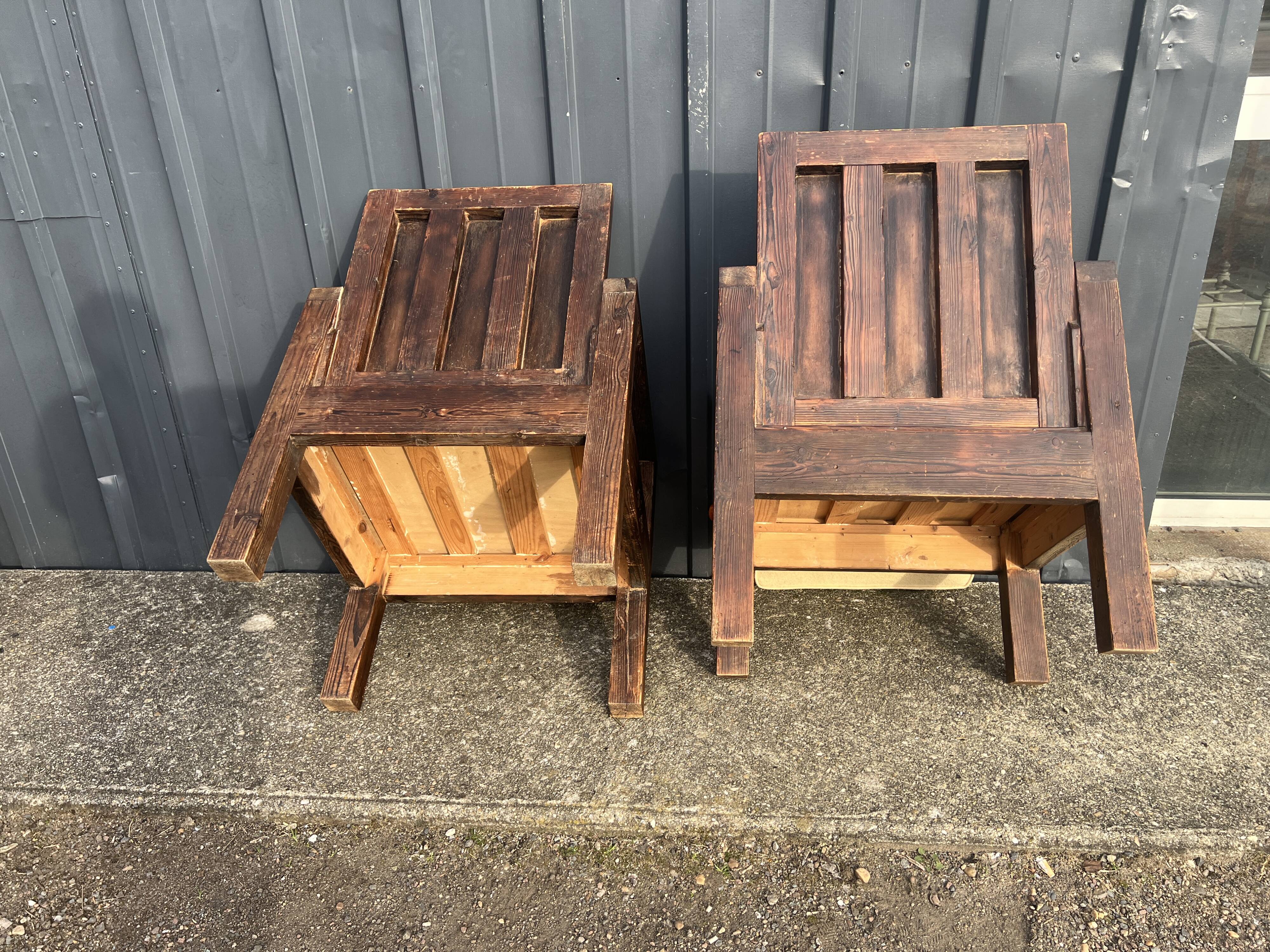 Paire de fauteuils marocains bois vintage