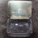 Chiseled glass soap box and brass lid