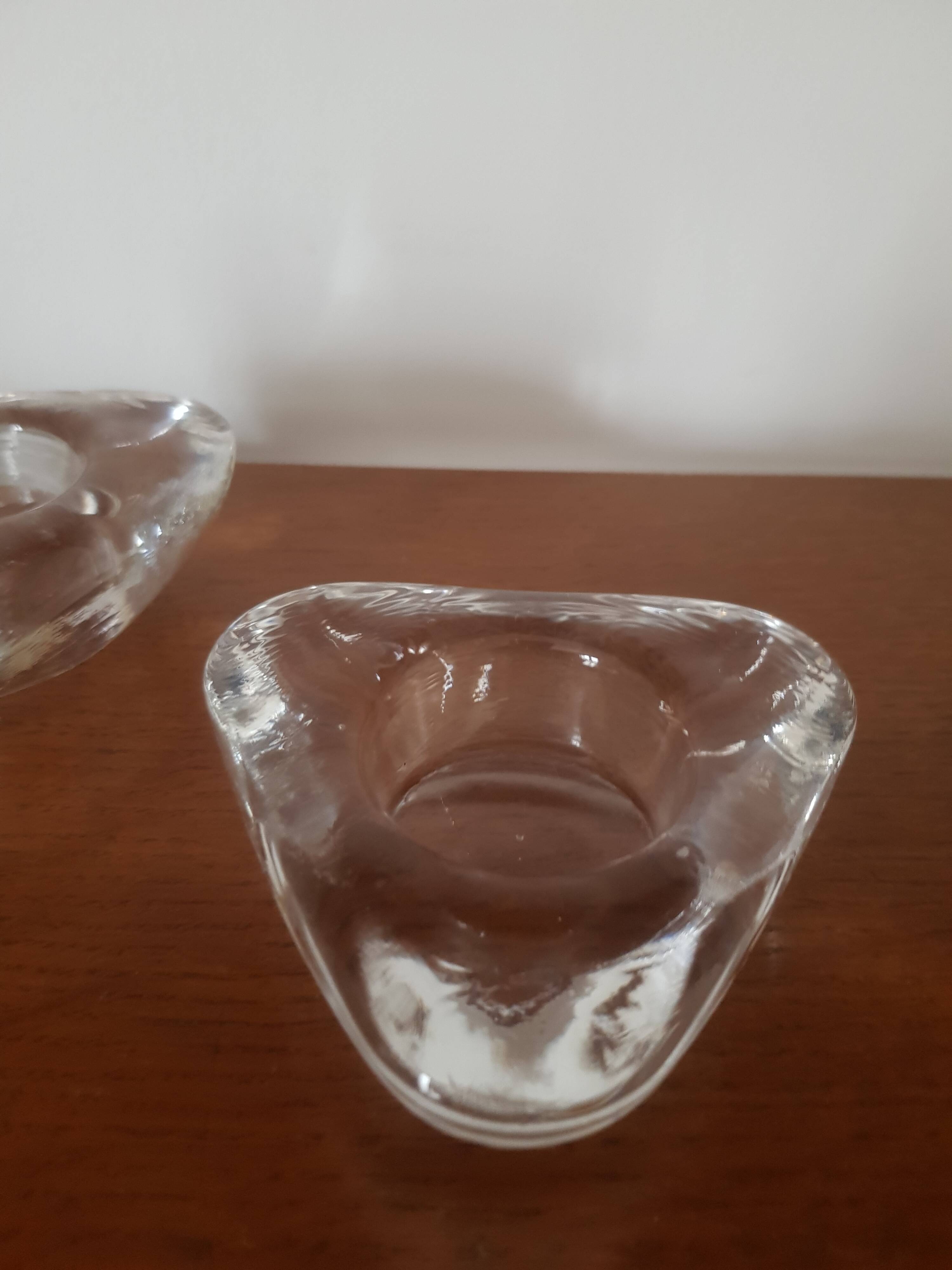 Set of 2 glass candle holders