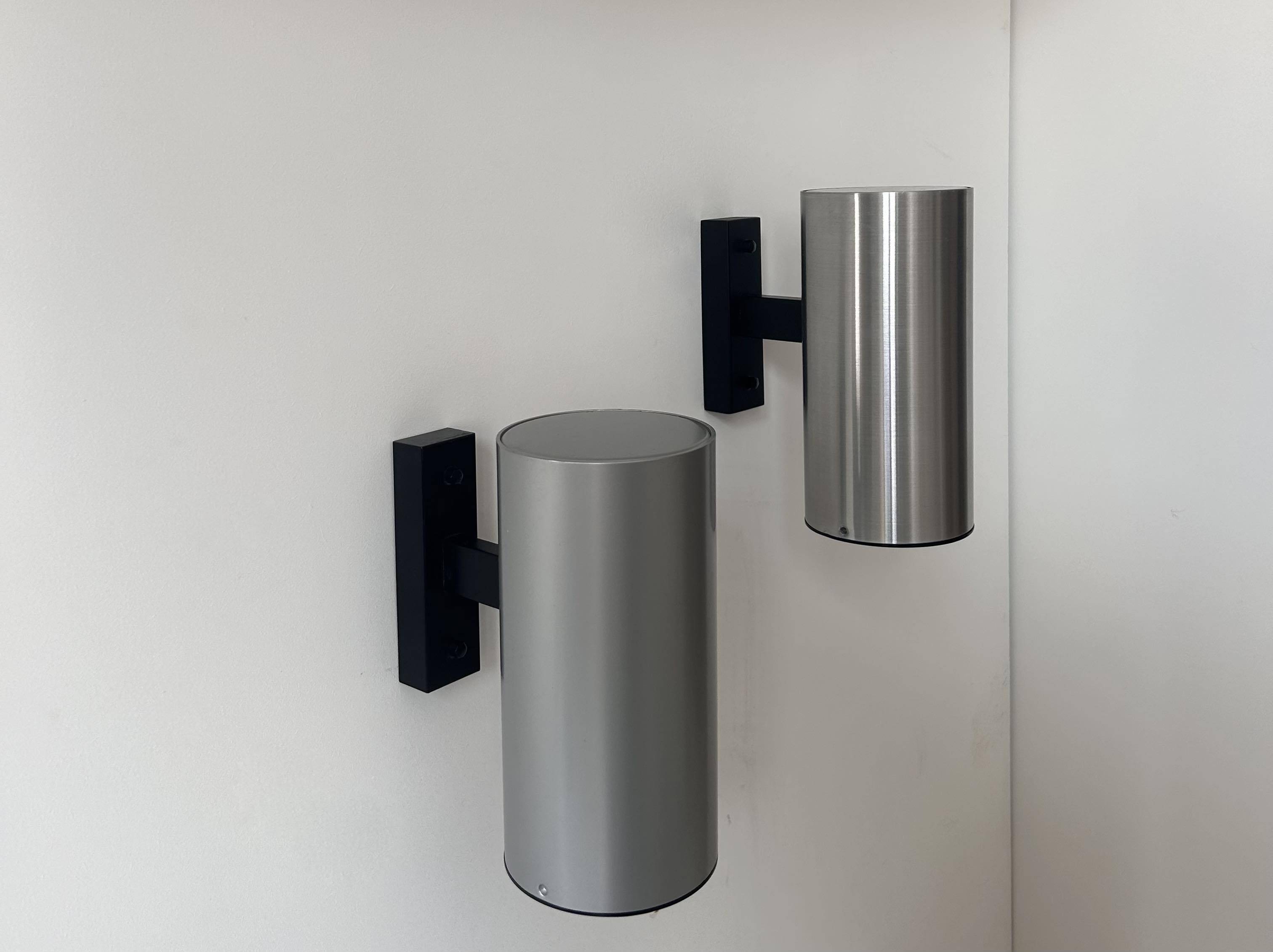 Pair of vintage wall lights, brushed metal, Bur Leucthen Germany 1970