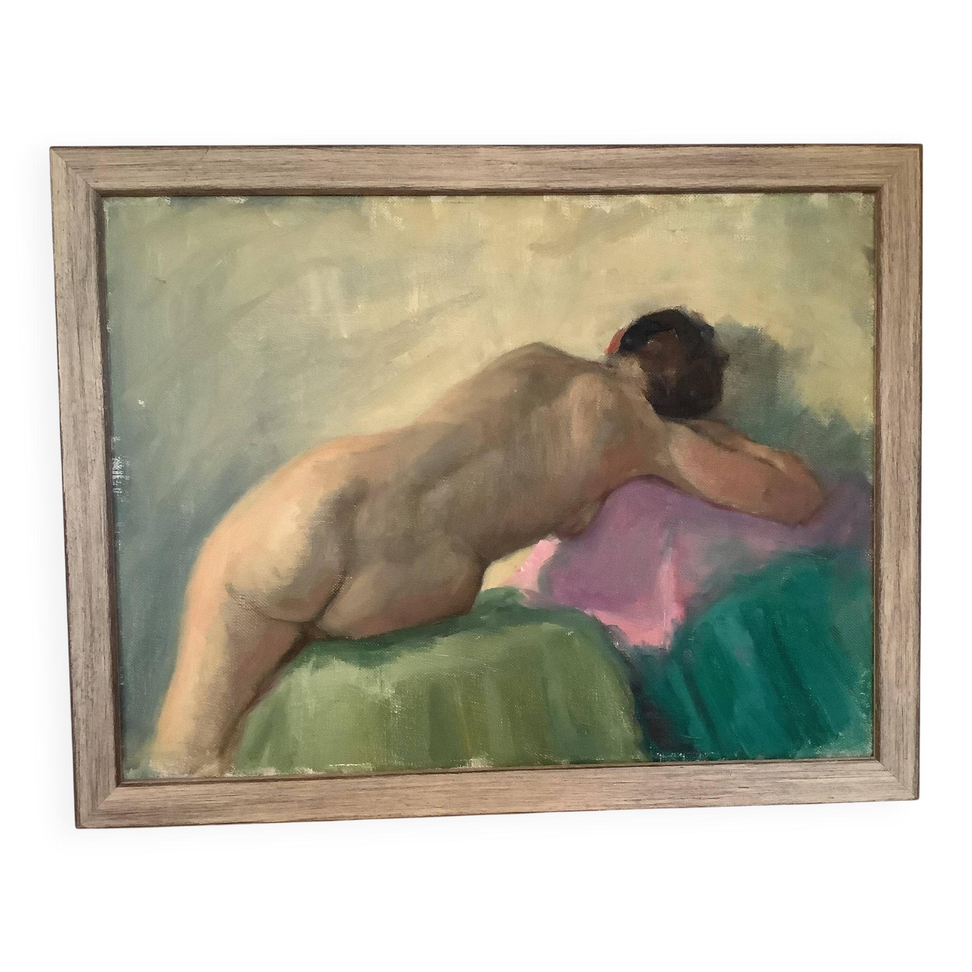 Nude woman lying down, oil on canvas.