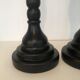 Pair black wood candle holders H52cm