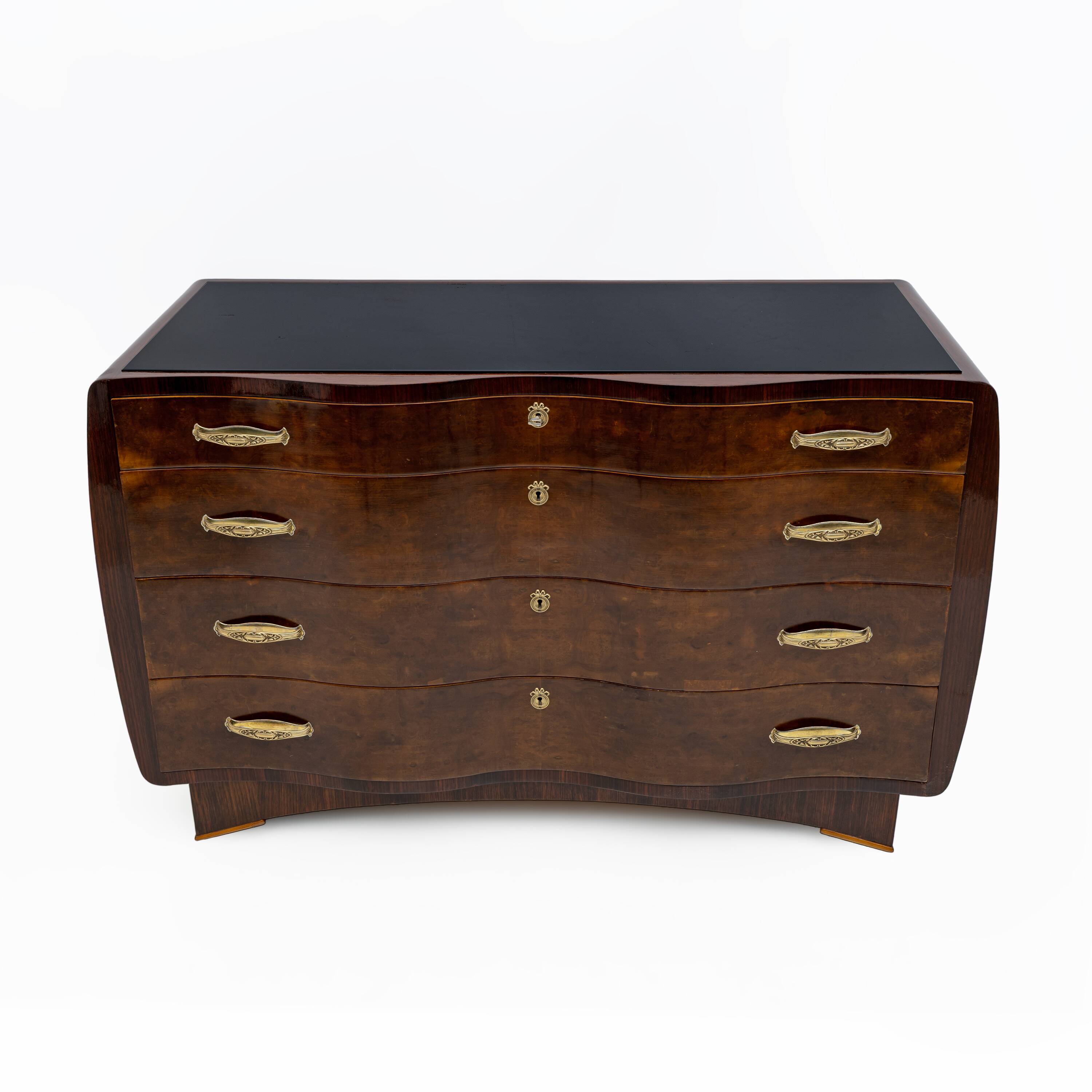 Art Deco Italian Thuja Root Curved Chest of Drawers, 1930s