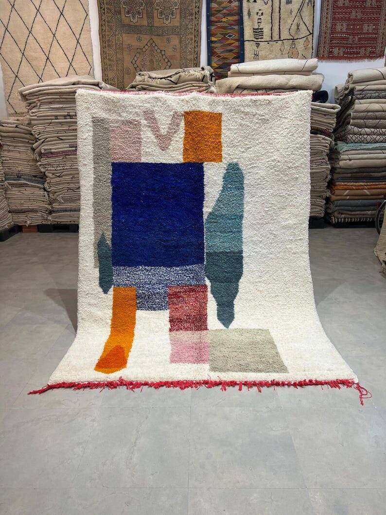 Handmade pure wool rug with traditional colourful patterns 1.5/2.5 m