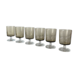 6 vintage grey smoked glasses Luminarc model Sweden wine or water glasses