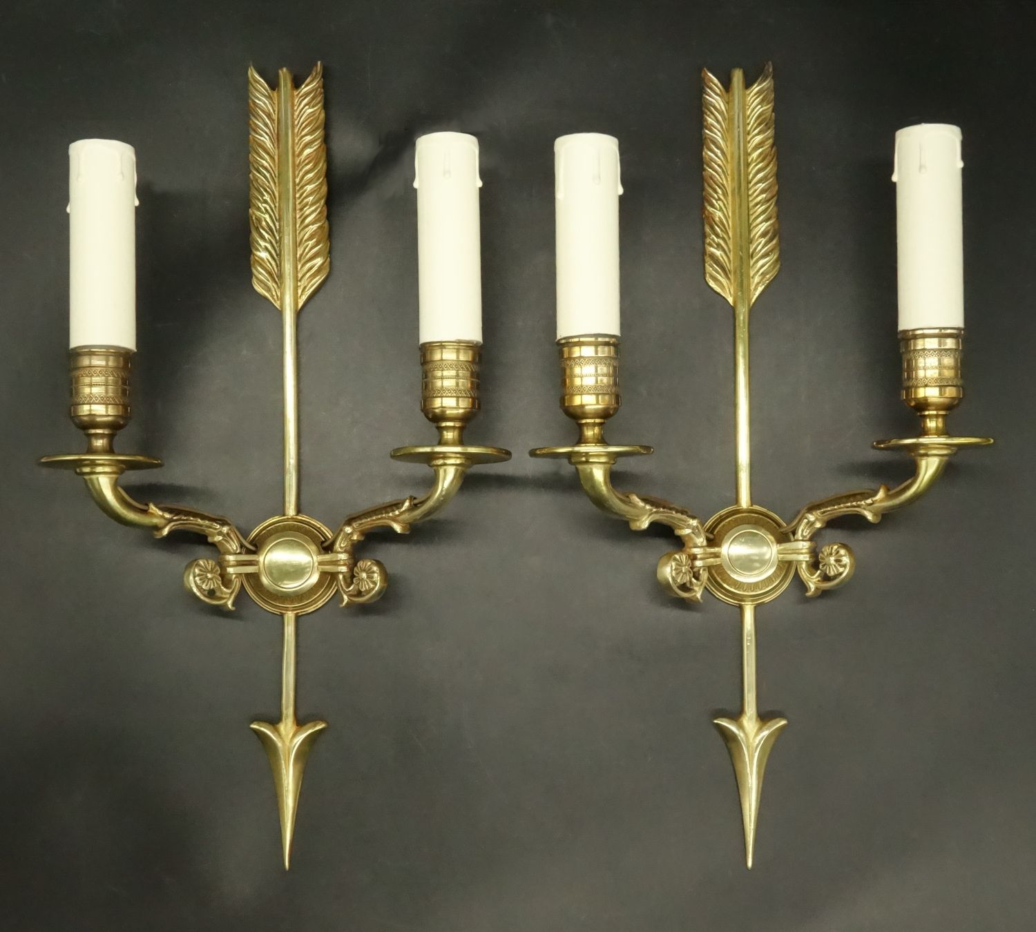 Paire d'appliques à la flèche style Empire - Lucien Gau, Paris