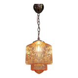 Art Deco pendant light in pale pink glass, 1920s-30s