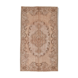 5x9 hand knotted brown vintage tapis rug, 276x160cm