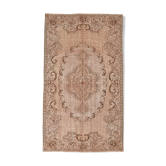 5x9 hand knotted brown vintage tapis rug, 276x160cm