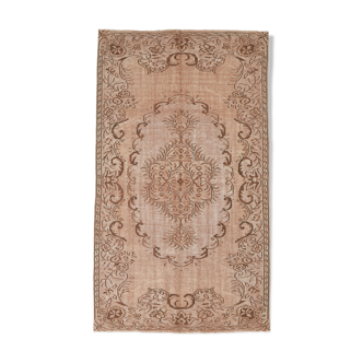 5x9 hand knotted brown vintage tapis rug, 276x160cm
