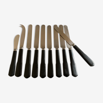 Set of 10 knives Cluny Vieux Paris 1920 black Bakelite handle