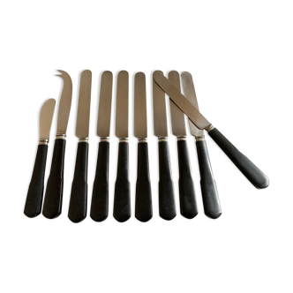 Set of 10 knives Cluny Vieux Paris 1920 black Bakelite handle