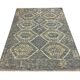 Tapis Kilim géométrique, tapis contemporain en laine beige bleu 195 x 128 cm